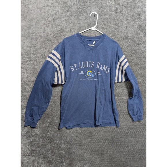 NFL Other - St Louis Rams NFL Long Sleeve V-Neck Graphic T-Shirt Blue Striped Sleeves Mens M